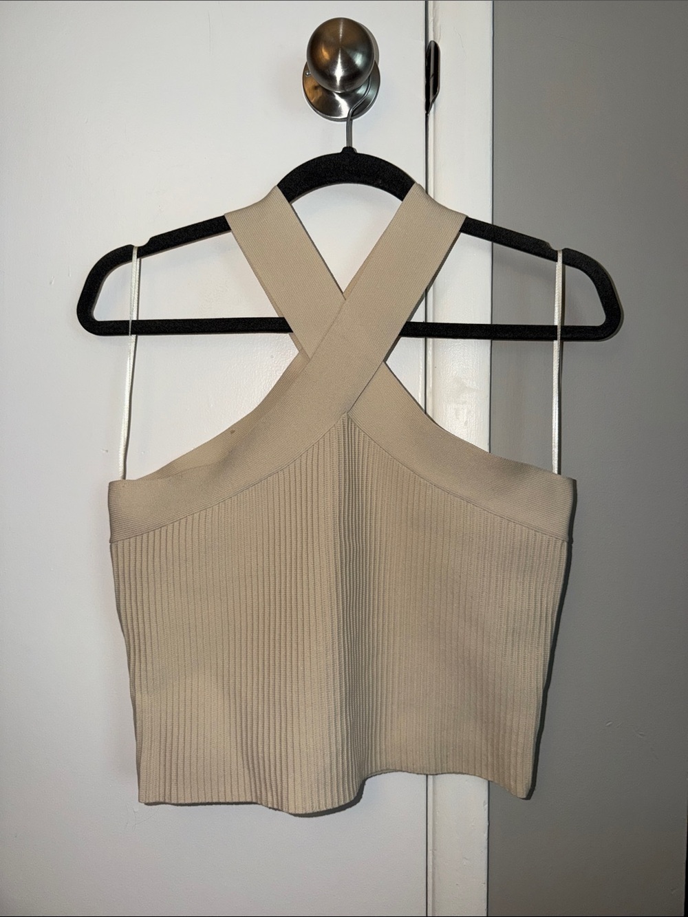 Miss Love Cross-Neck Ribbed Top